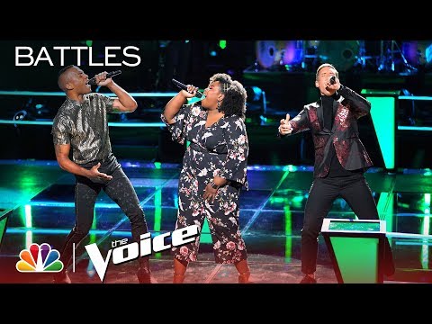 Voice Duo OneUp Battles Kymberli Joye to Shawn Mendes' "Mercy" - The Voice 2018 Battles